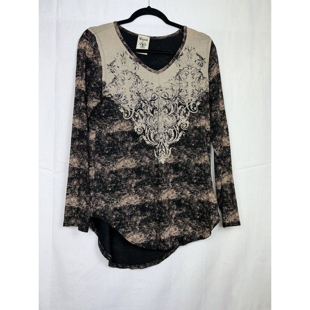 Vocal Western Boho Long Sleeve Rhinestone Women’s Top XL